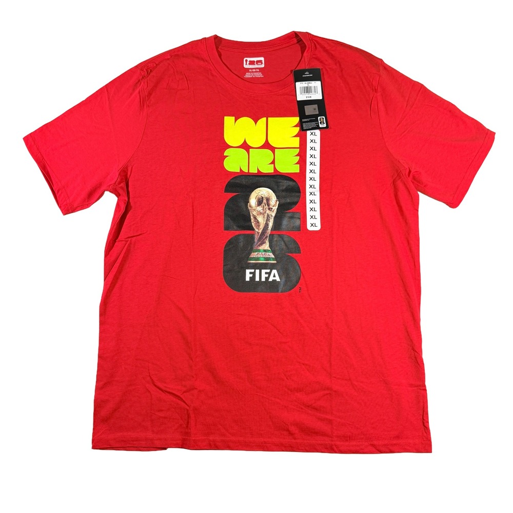 Official FIFA World Cup 2026 We Are 26 Red Trophy Graphic T-Shirt Mens XL NWT